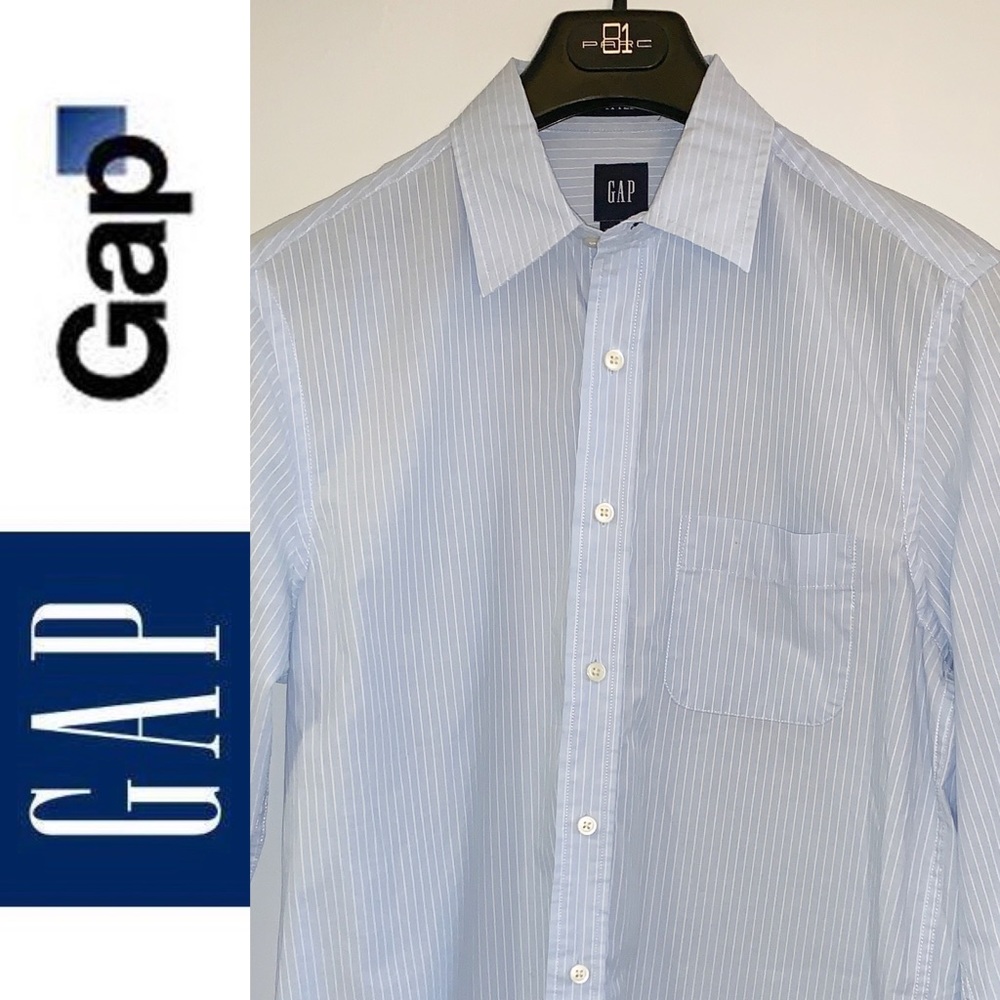 GAP Dress Shirt - Blue w/ White Pinstripes - Small
